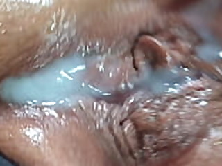 BBW black cock close up pussy fucking - big butt juicy ass booty milf SSBBW meaty open pussy drilled on camera, then gets filled with cum